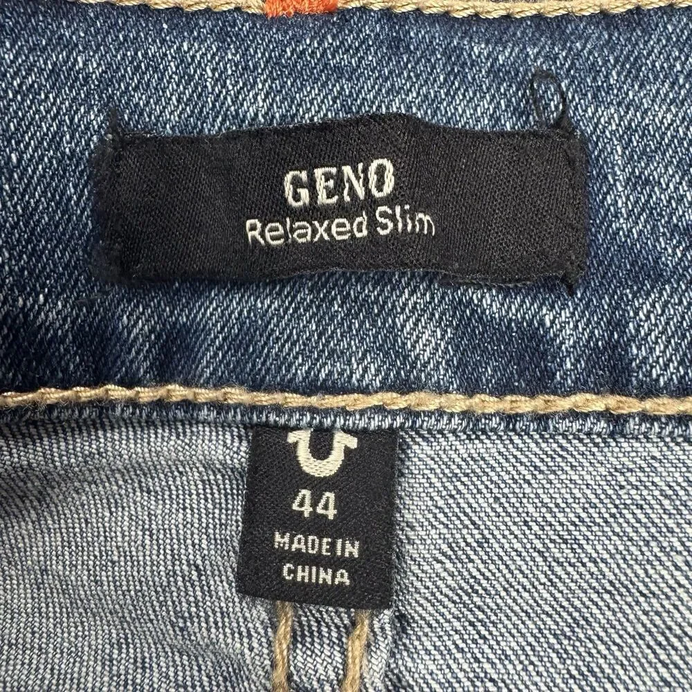 True Religion Geno Mens 44x32 Jeans Relaxed Slim Blue Denim Horseshoe NWT 700596